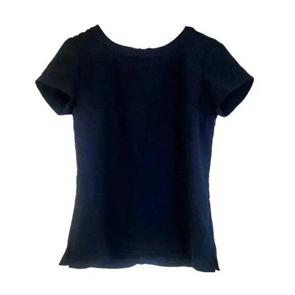 Banana Republic Women's Navy Polyester Fitted Short Sleeve Zip Back Shirt - Picture 1 of 7